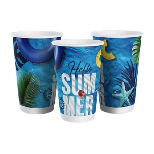 ΠΟΤΗΡΙ ΧΑΡΤΙΝΟ 14oz(12oz 90mm) DW ''SUMMER BLUE'' 25ΤΕΜ ΠΟΤΗΡΙ ΧΑΡΤΙΝΟ 14oz(12oz 90mm) DW ''SUMMER BLUE'' 25ΤΕΜ